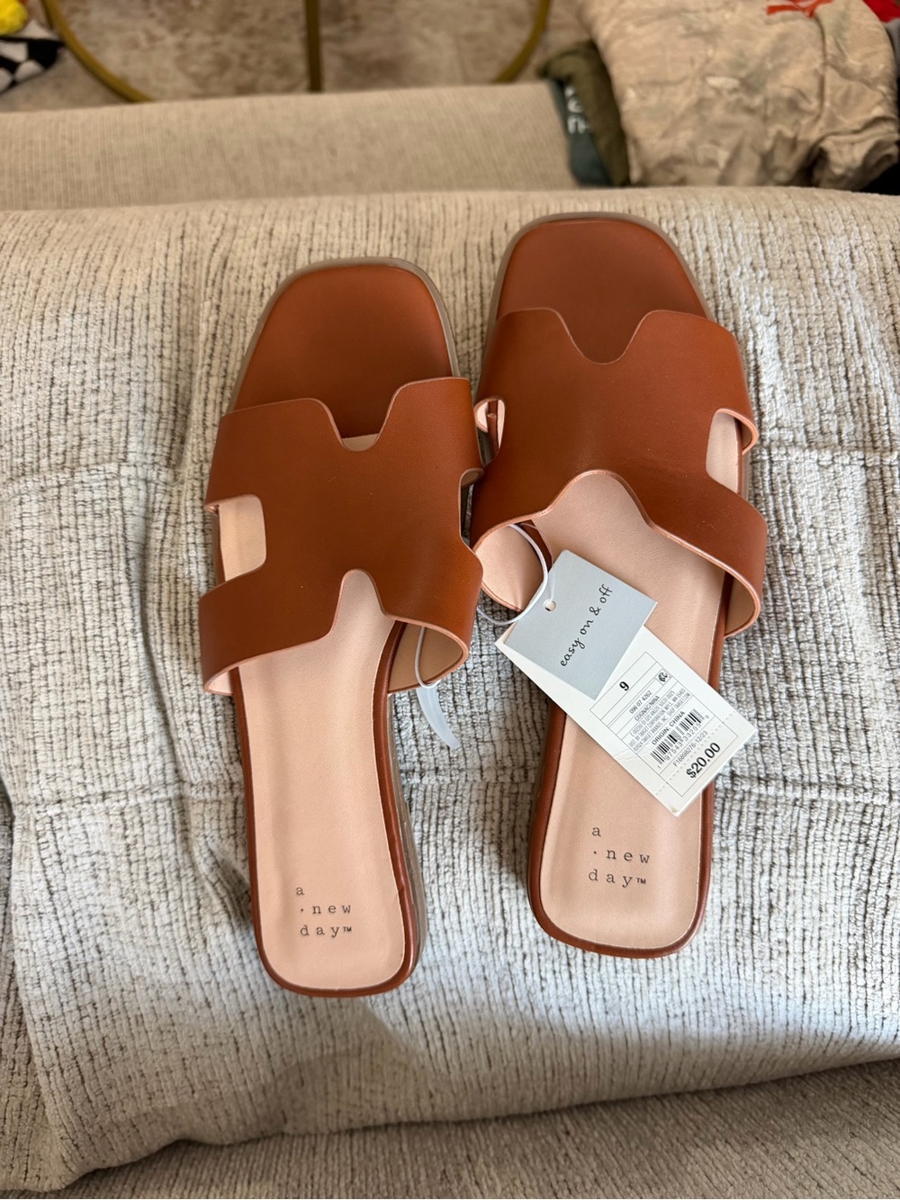 a new day Rust Brown Slide Sandals for Women